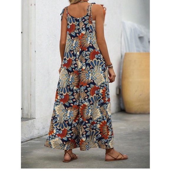 Boho Floral Print Wide leg Cami Jumpsuit - Picture 3 of 6